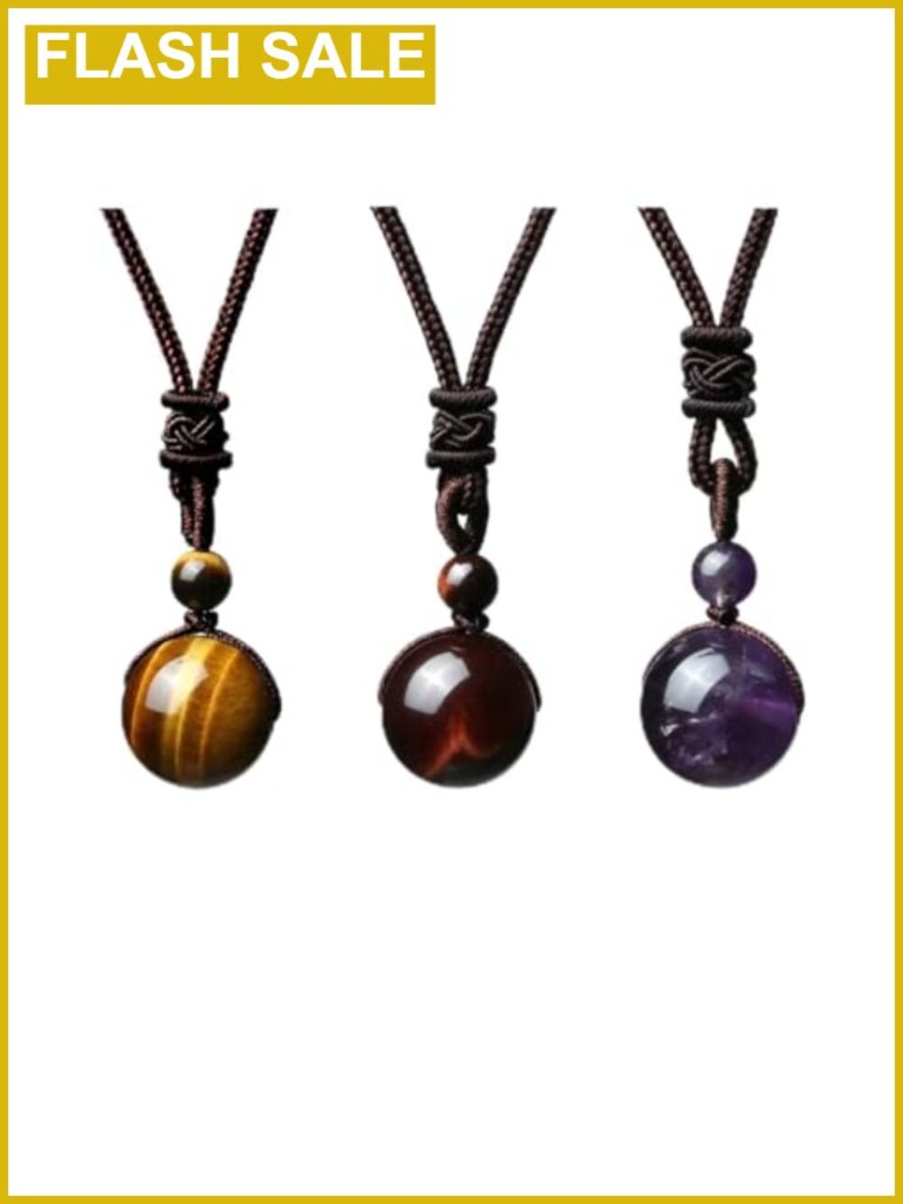 Natural Tiger Eye Amethyst Chakra Bead Pendant Necklace Adjustable Healing